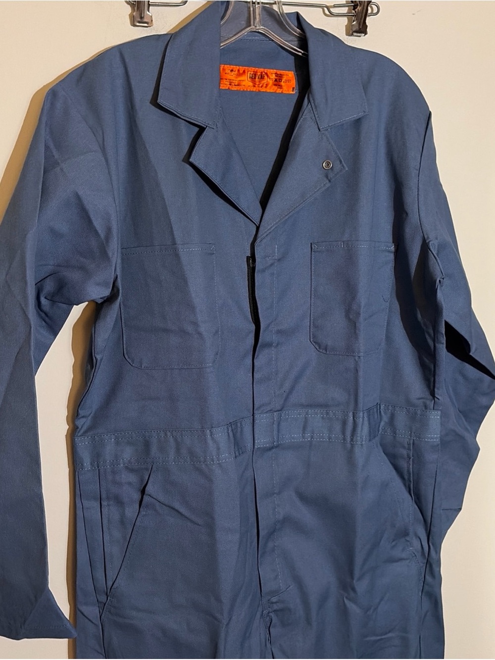 Red cap men’s coveralls blue